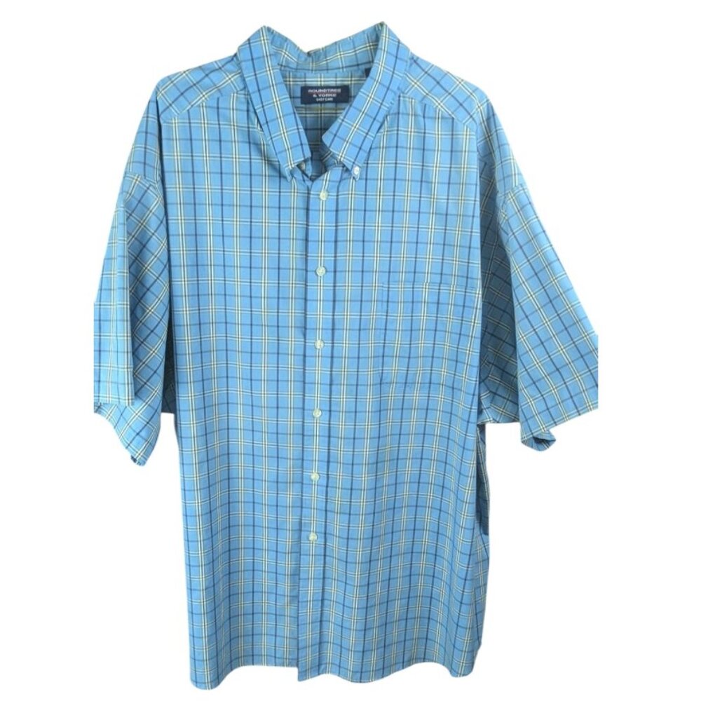 Men's Roundtree & Yorke Short Sleeve Shirt 4XL Easy Care Wrinkle-Resistant